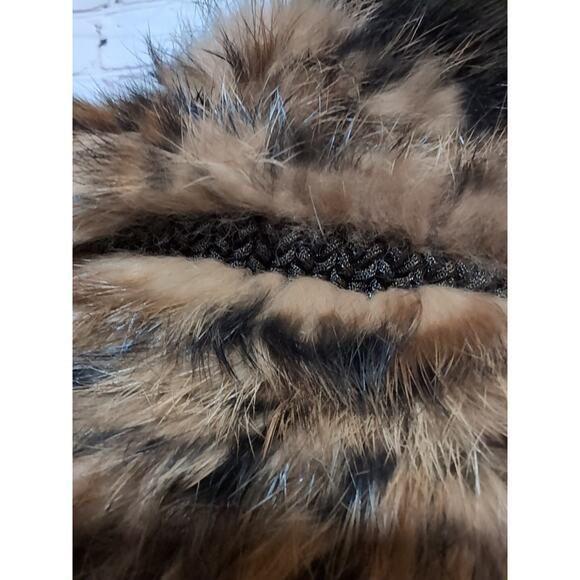 Marcus Adler New York Genuine Rabbit Fur Cheetah Print With Fox Pom Hat - Picture 4 of 12